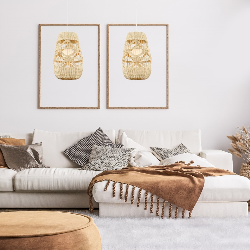 Hanglamp aan een koord ARONA 1xG9/9W/230V diameter 25 cm rotan/beige