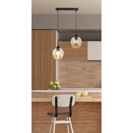 Hanglamp aan een koord ASPA 2xE27/40W/230V zwart