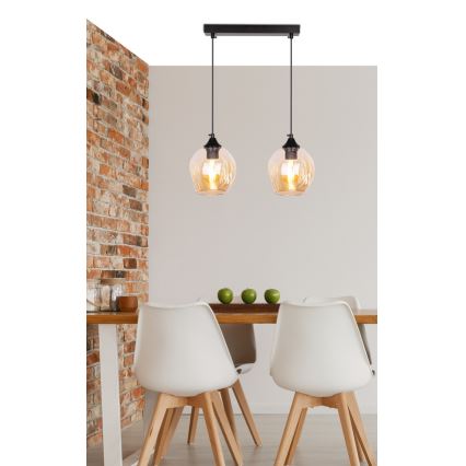 Hanglamp aan een koord ASPA 2xE27/40W/230V zwart