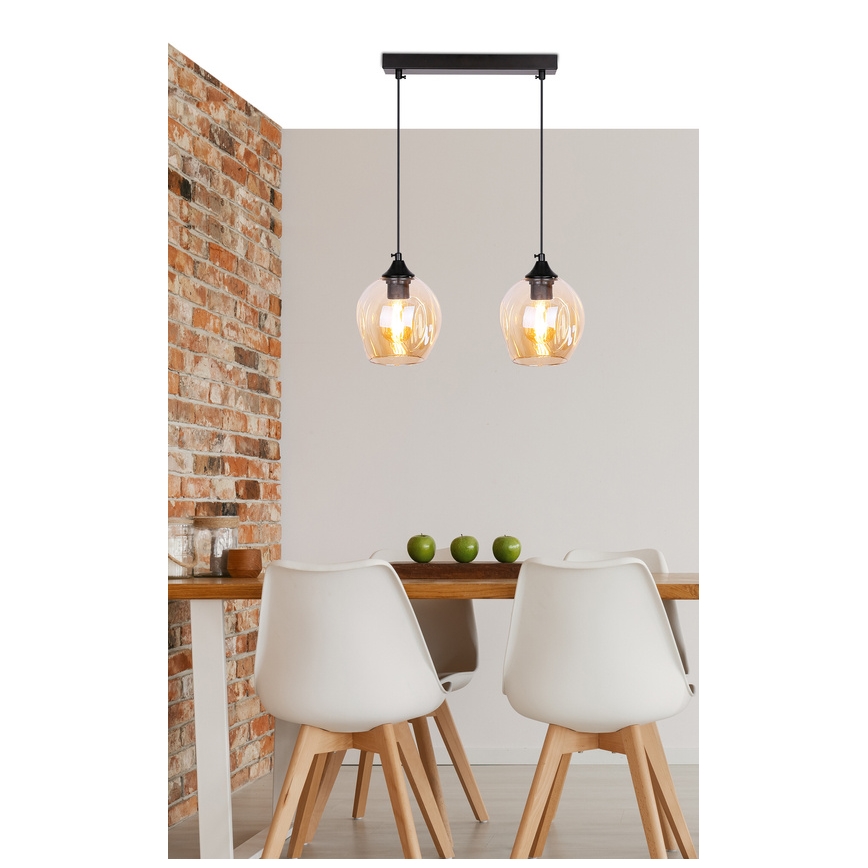 Hanglamp aan een koord ASPA 2xE27/40W/230V zwart