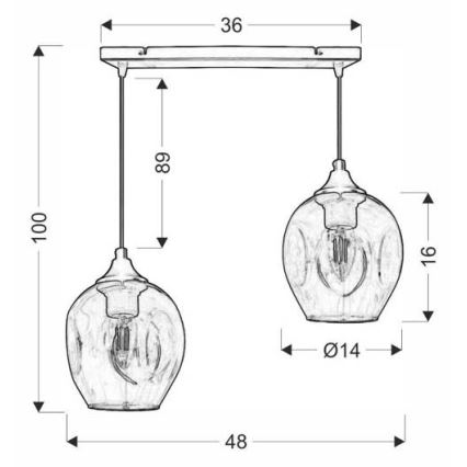 Hanglamp aan een koord ASPA 2xE27/40W/230V zwart