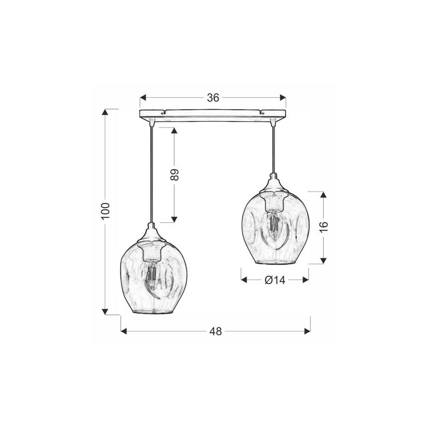 Hanglamp aan een koord ASPA 2xE27/40W/230V zwart