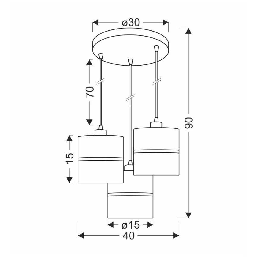 Hanglamp aan een koord ASSAM 3xE27/60W/230V zwart