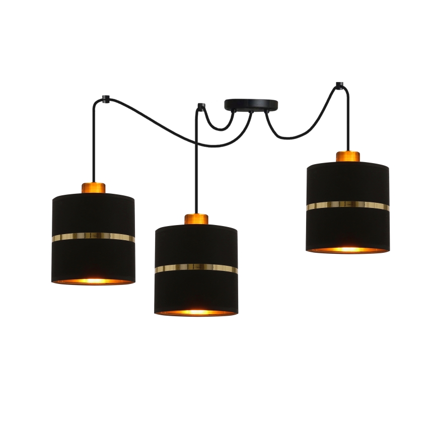 Hanglamp aan een koord ASSAM 3xE27/60W/230V zwart