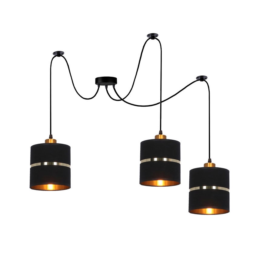 Hanglamp aan een koord ASSAM 3xE27/60W/230V zwart