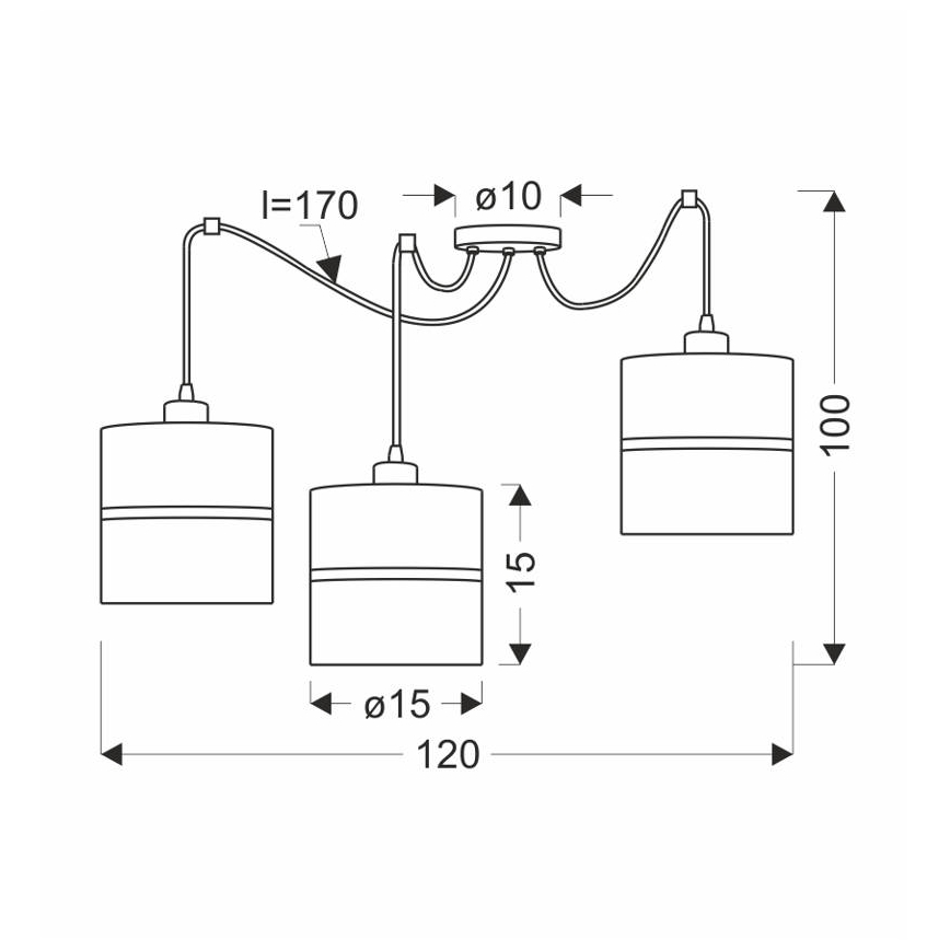 Hanglamp aan een koord ASSAM 3xE27/60W/230V zwart