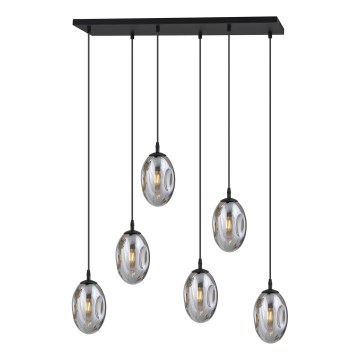 Hanglamp aan een koord ASTRAL 6xE14/10W/230V zwart/gerookt