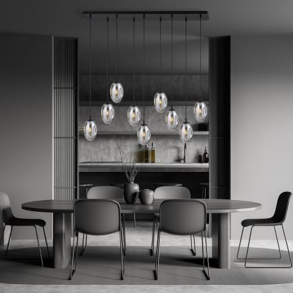 Hanglamp aan een koord ASTRAL 9xE14/10W/230V zwart/gerookt