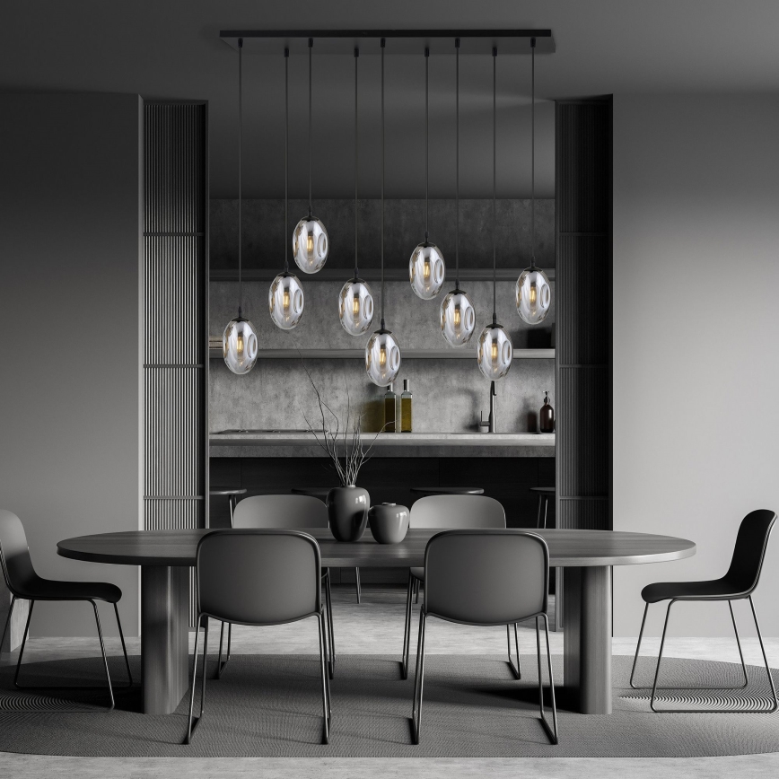 Hanglamp aan een koord ASTRAL 9xE14/10W/230V zwart/gerookt