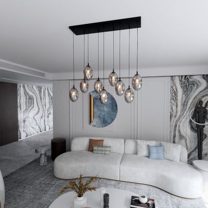 Hanglamp aan een koord ASTRAL 9xE14/10W/230V zwart/gerookt