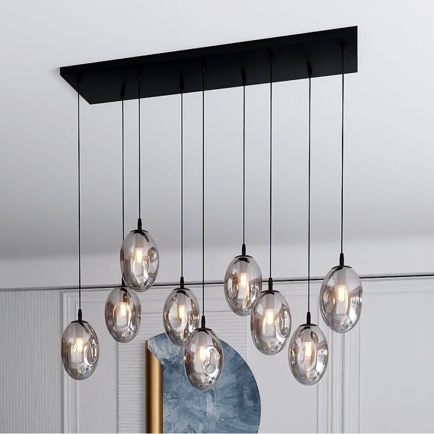Hanglamp aan een koord ASTRAL 9xE14/10W/230V zwart/gerookt