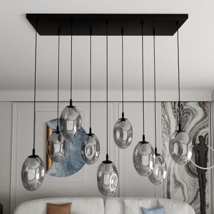 Hanglamp aan een koord ASTRAL 9xE14/10W/230V zwart/gerookt