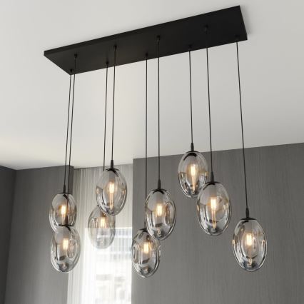 Hanglamp aan een koord ASTRAL 9xE14/10W/230V zwart/gerookt