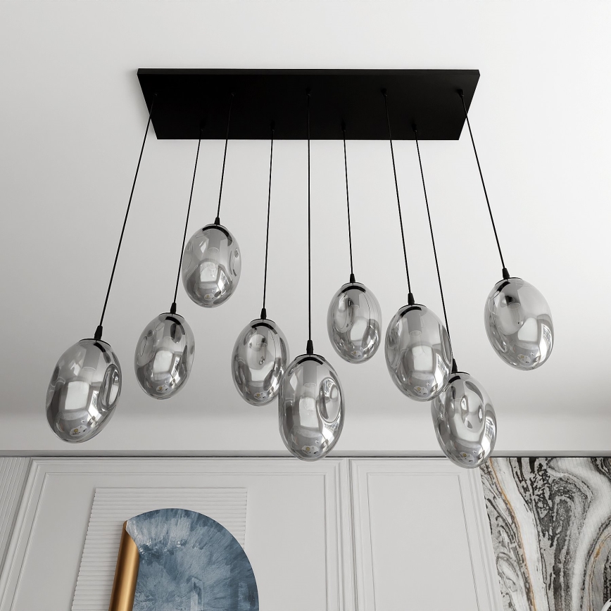 Hanglamp aan een koord ASTRAL 9xE14/10W/230V zwart/gerookt