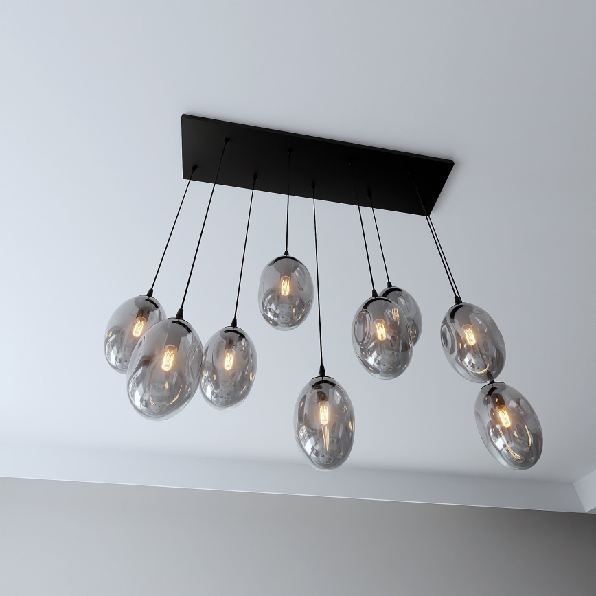 Hanglamp aan een koord ASTRAL 9xE14/10W/230V zwart/gerookt