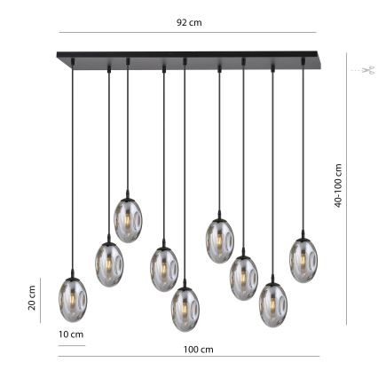 Hanglamp aan een koord ASTRAL 9xE14/10W/230V zwart/gerookt