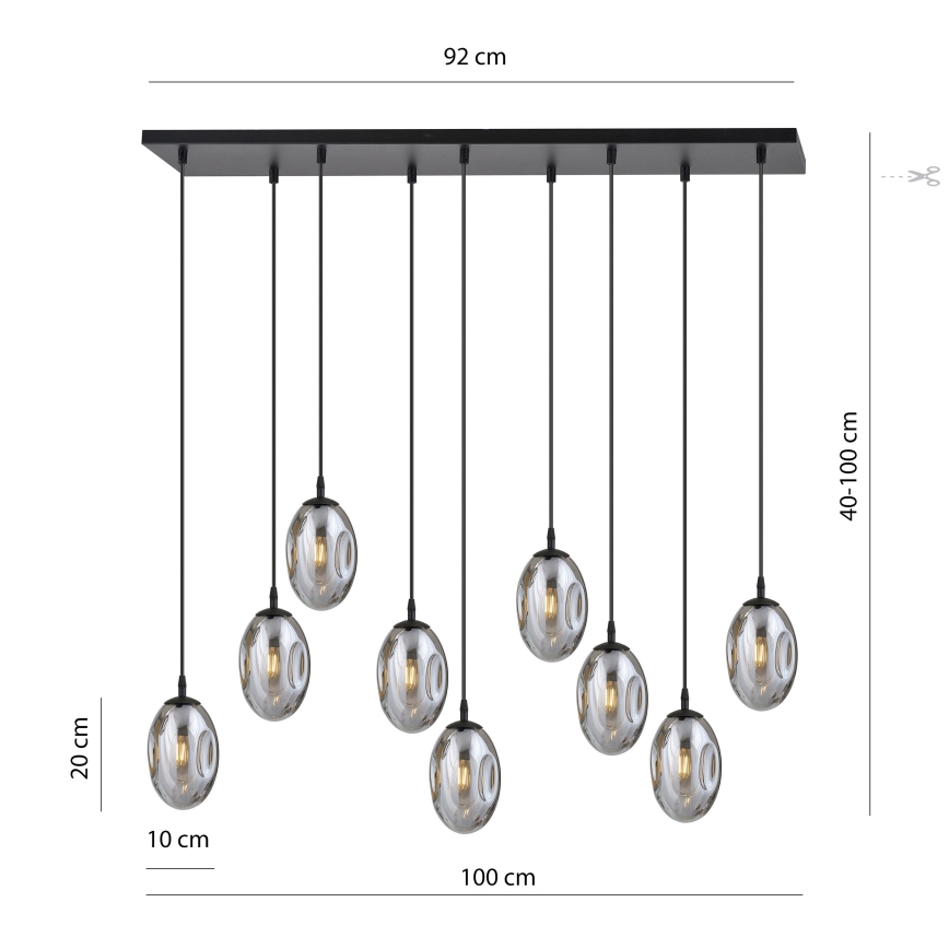 Hanglamp aan een koord ASTRAL 9xE14/10W/230V zwart/gerookt