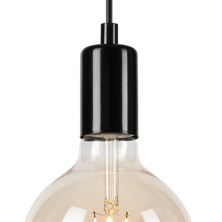 Hanglamp aan een koord ASTRID 1xE27/60W/230V glanzend zwart