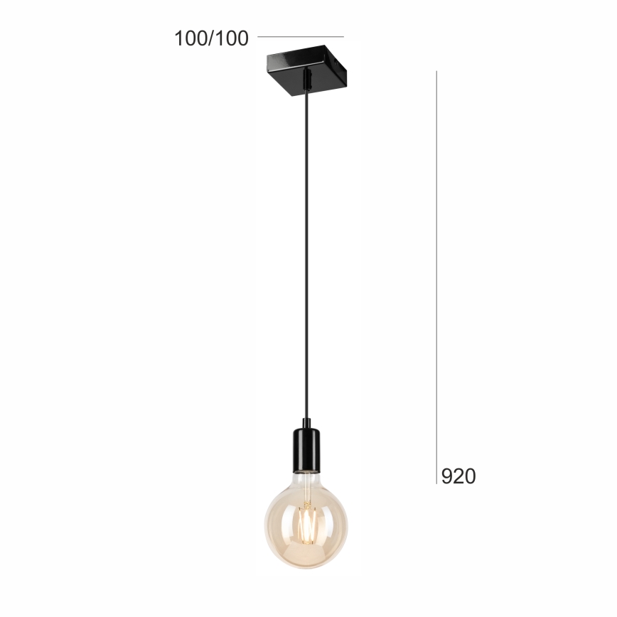 Hanglamp aan een koord ASTRID 1xE27/60W/230V glanzend zwart