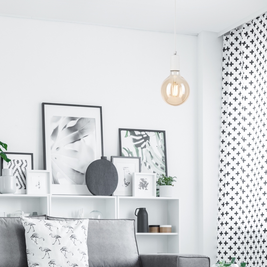 Hanglamp aan een koord ASTRID 1xE27/60W/230V wit