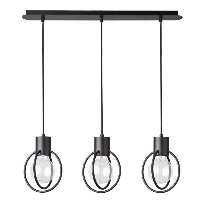 Hanglamp aan een koord AURA 3xE27/60W/230V zwart