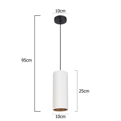 Hanglamp aan een koord AVALO 1xE27/60W/230V wit