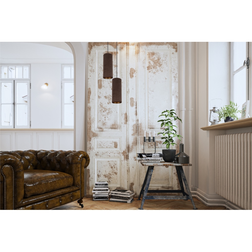 Hanglamp aan een koord AVALO 2xE27/60W/230V diameter 20 cm bruin