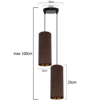 Hanglamp aan een koord AVALO 2xE27/60W/230V diameter 20 cm bruin