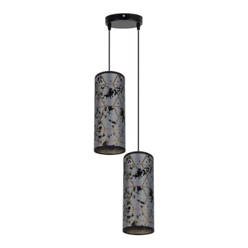 Hanglamp aan een koord AVALO 2xE27/60W/230V diameter 20 cm grijs/zwart