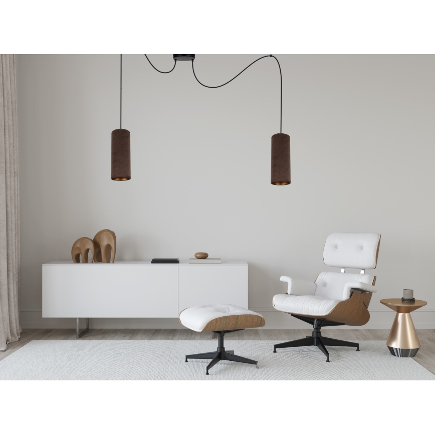 Hanglamp aan een koord AVALO 2xE27/60W/230V spin bruin/koper