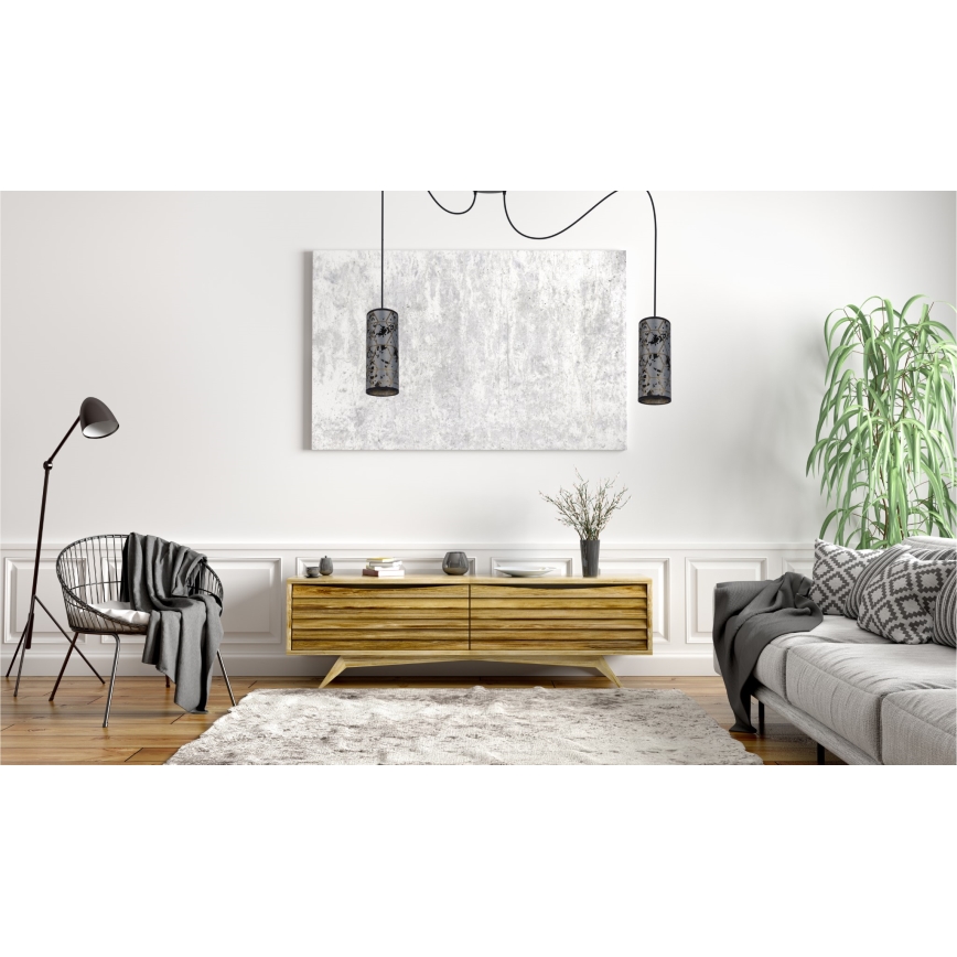 Hanglamp aan een koord AVALO 2xE27/60W/230V spin grijs/zwart