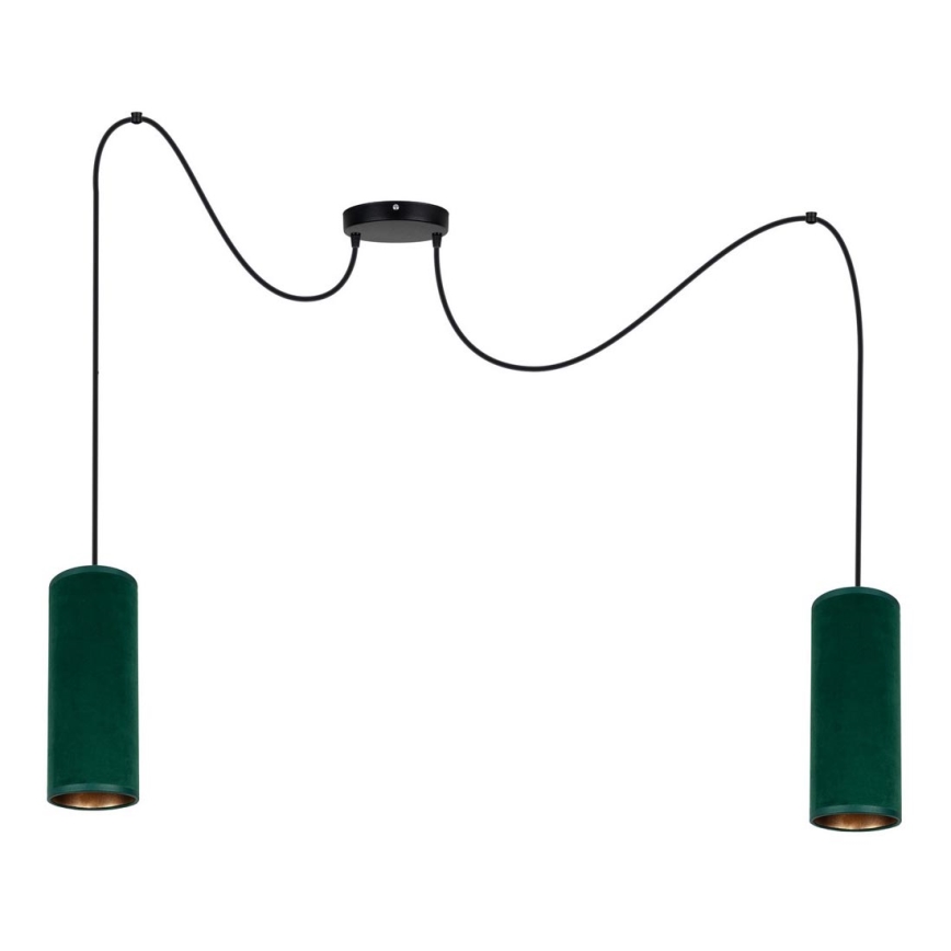 Hanglamp aan een koord AVALO 2xE27/60W/230V spin groen/koper