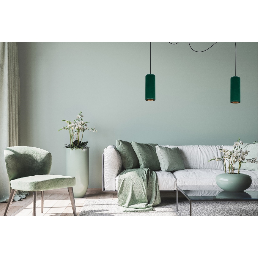 Hanglamp aan een koord AVALO 2xE27/60W/230V spin groen/koper