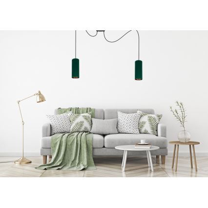 Hanglamp aan een koord AVALO 2xE27/60W/230V spin groen/koper