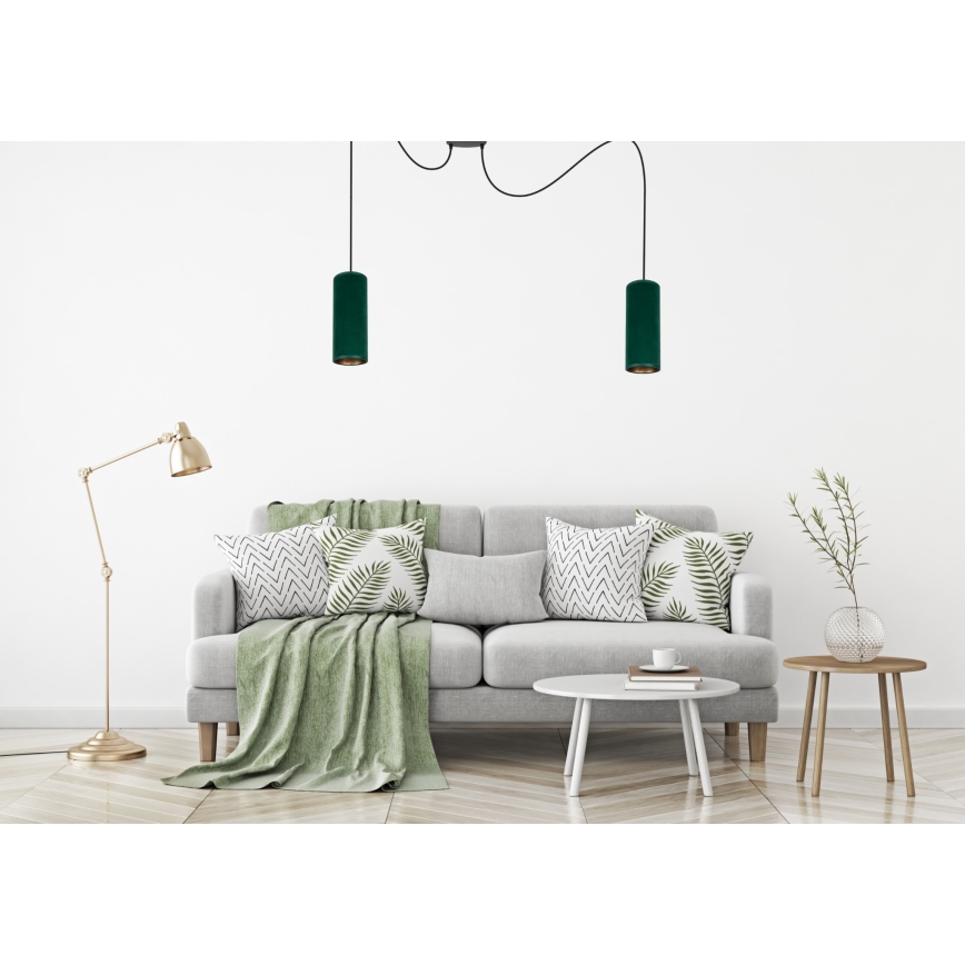 Hanglamp aan een koord AVALO 2xE27/60W/230V spin groen/koper