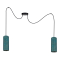 Hanglamp aan een koord AVALO 2xE27/60W/230V spin turquoise/goud