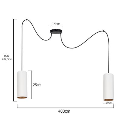 Hanglamp aan een koord AVALO 2xE27/60W/230V spin wit/koper