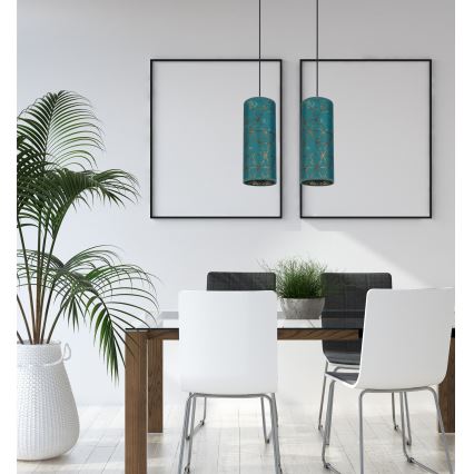 Hanglamp aan een koord AVALO 2xE27/60W/230V turquoise/goud