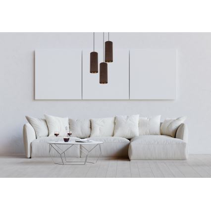 Hanglamp aan een koord AVALO 3xE27/60W/230V diameter 35 cm bruin