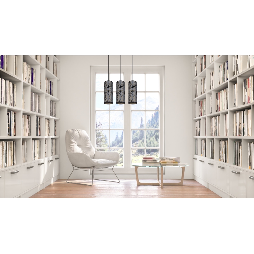 Hanglamp aan een koord AVALO 3xE27/60W/230V grijs/zwart