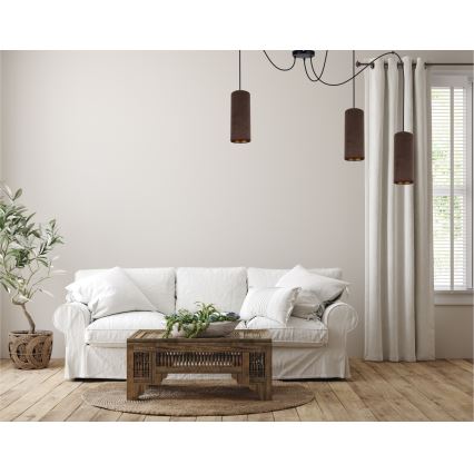 Hanglamp aan een koord AVALO 3xE27/60W/230V spin bruin/koper