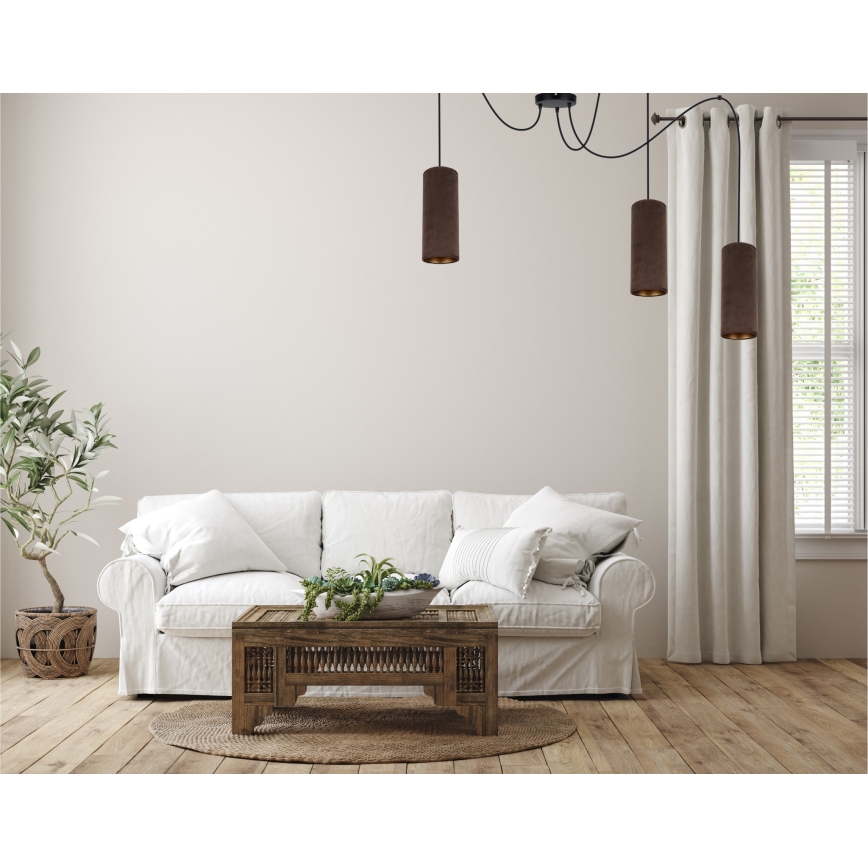 Hanglamp aan een koord AVALO 3xE27/60W/230V spin bruin/koper