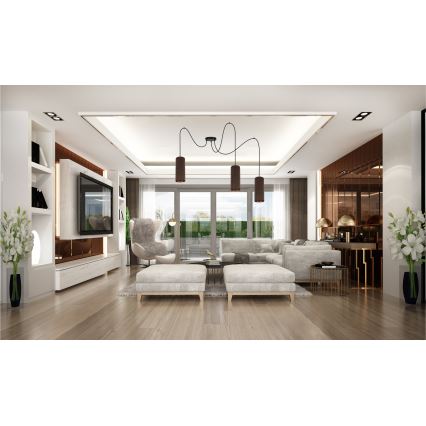 Hanglamp aan een koord AVALO 3xE27/60W/230V spin bruin/koper