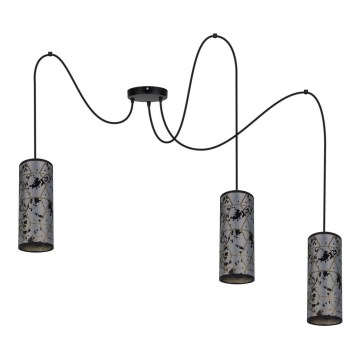 Hanglamp aan een koord AVALO 3xE27/60W/230V spin grijs/zwart