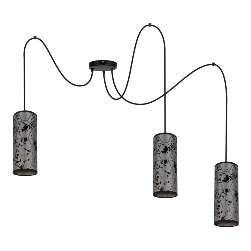 Hanglamp aan een koord AVALO 3xE27/60W/230V spin grijs/zwart