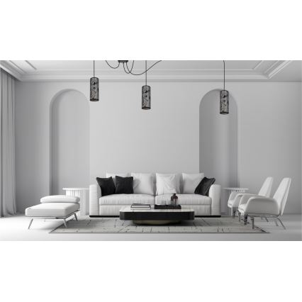 Hanglamp aan een koord AVALO 3xE27/60W/230V spin grijs/zwart