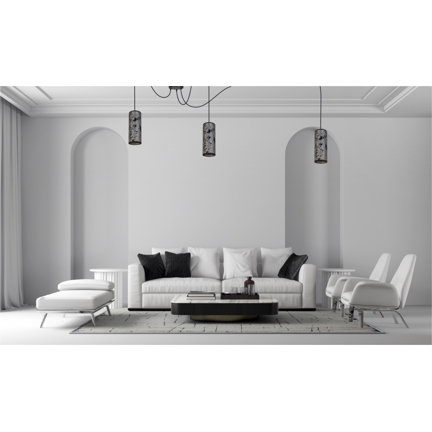 Hanglamp aan een koord AVALO 3xE27/60W/230V spin grijs/zwart