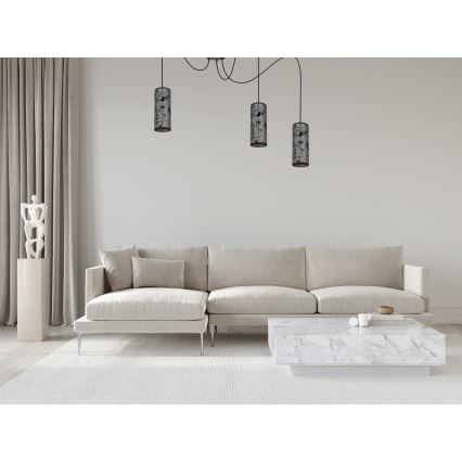 Hanglamp aan een koord AVALO 3xE27/60W/230V spin grijs/zwart