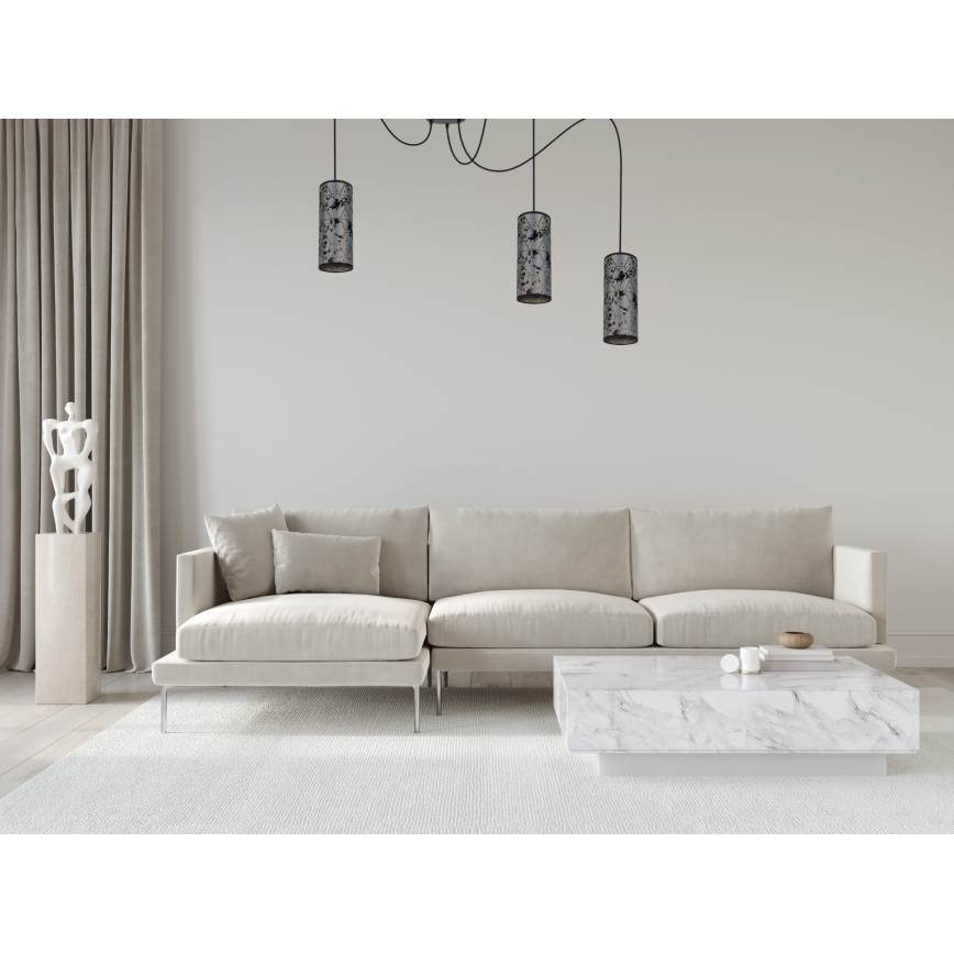 Hanglamp aan een koord AVALO 3xE27/60W/230V spin grijs/zwart