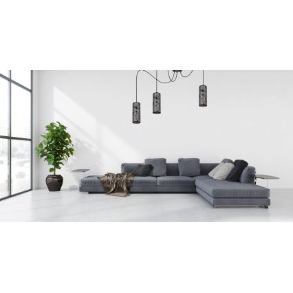 Hanglamp aan een koord AVALO 3xE27/60W/230V spin grijs/zwart